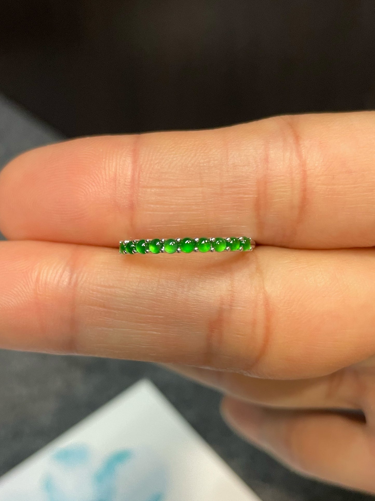 Green Jade Cabochons Ring (NJR143)