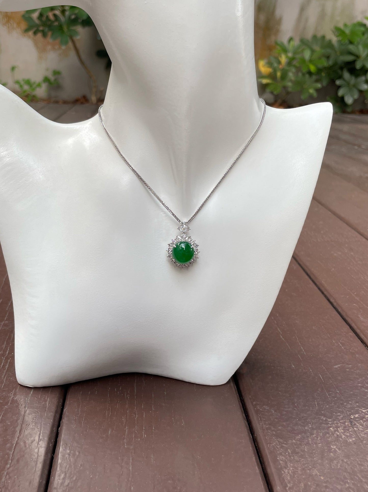 Green Jade Cabochon Ring / Pendant (NJR148)
