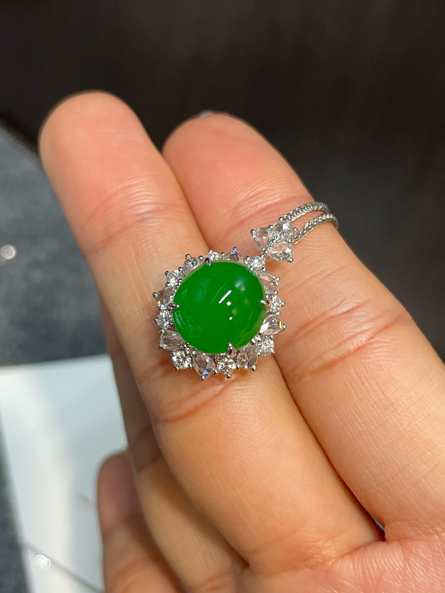 Green Jade Cabochon Ring / Pendant (NJR148)