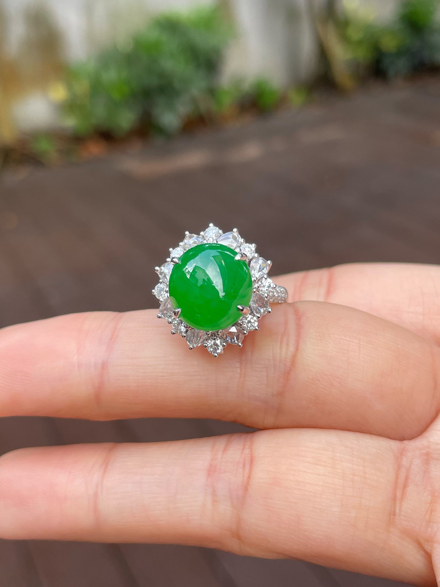 Green Jade Cabochon Ring / Pendant (NJR148)