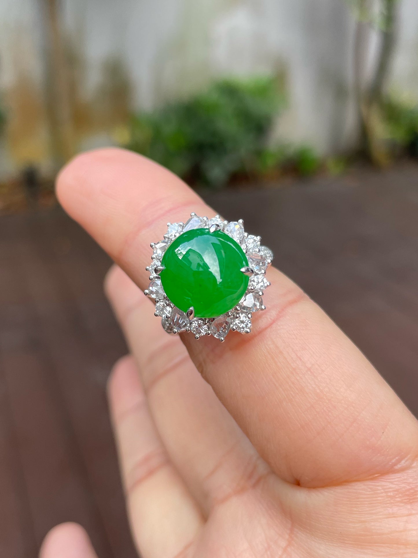 Green Jade Cabochon Ring / Pendant (NJR148)