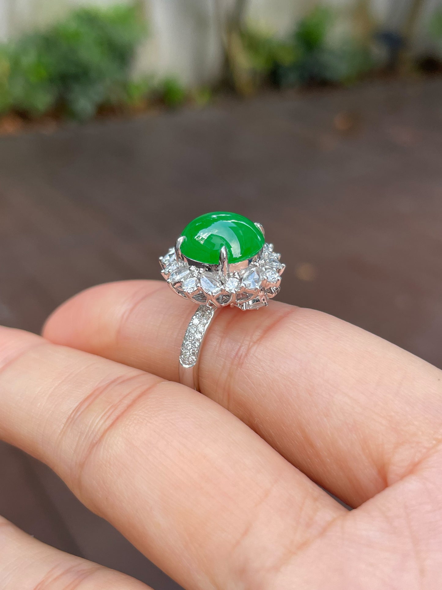 Green Jade Cabochon Ring / Pendant (NJR148)