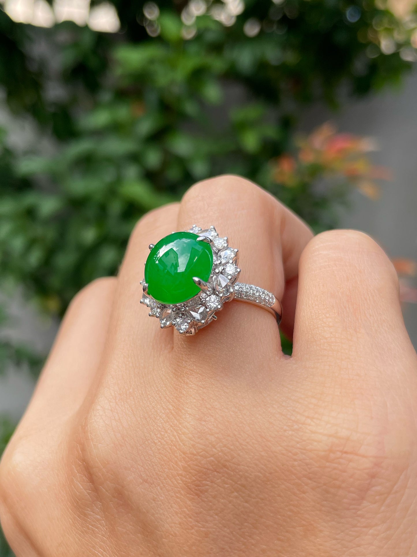 Green Jade Cabochon Ring / Pendant (NJR148)