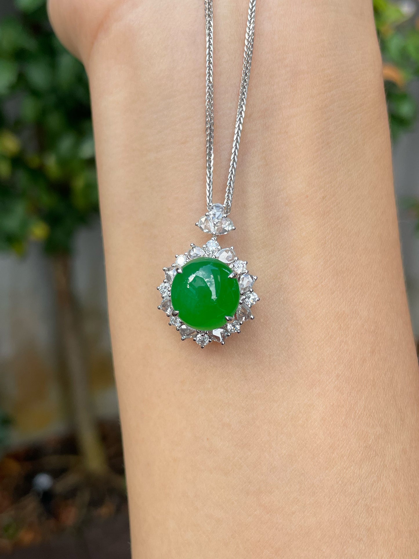 Green Jade Cabochon Ring / Pendant (NJR148)