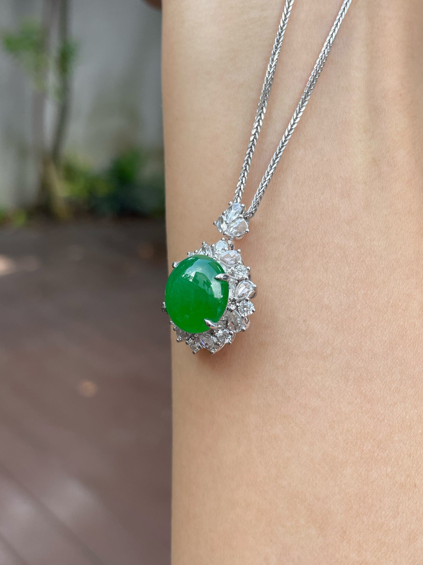Green Jade Cabochon Ring / Pendant (NJR148)