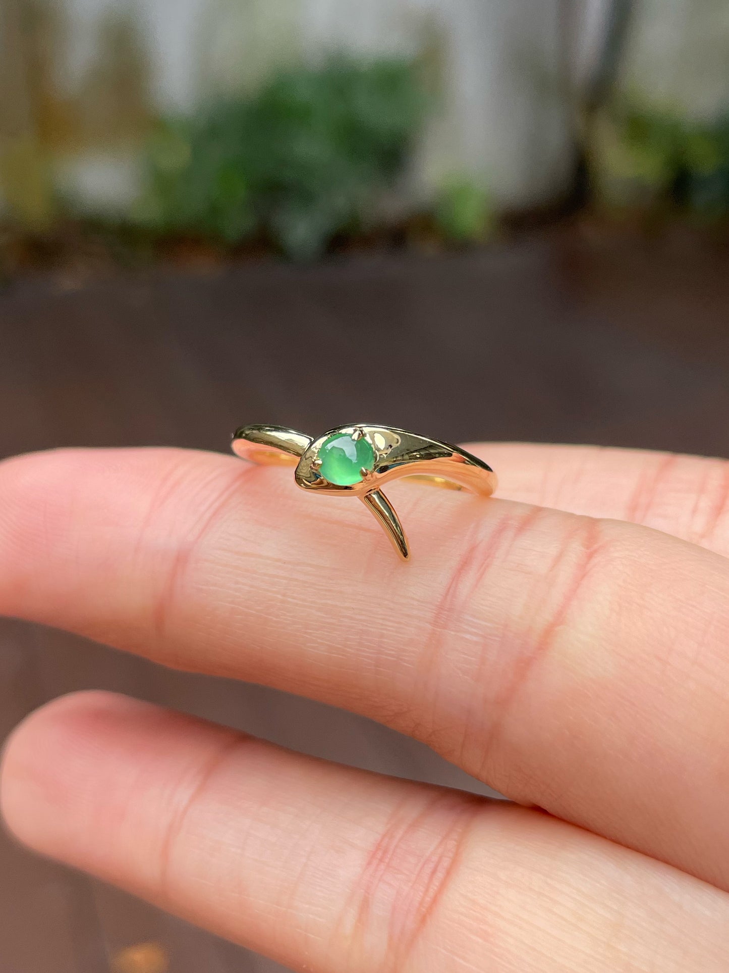 Green Jade Cabochon Ring - Snake (NJR155)