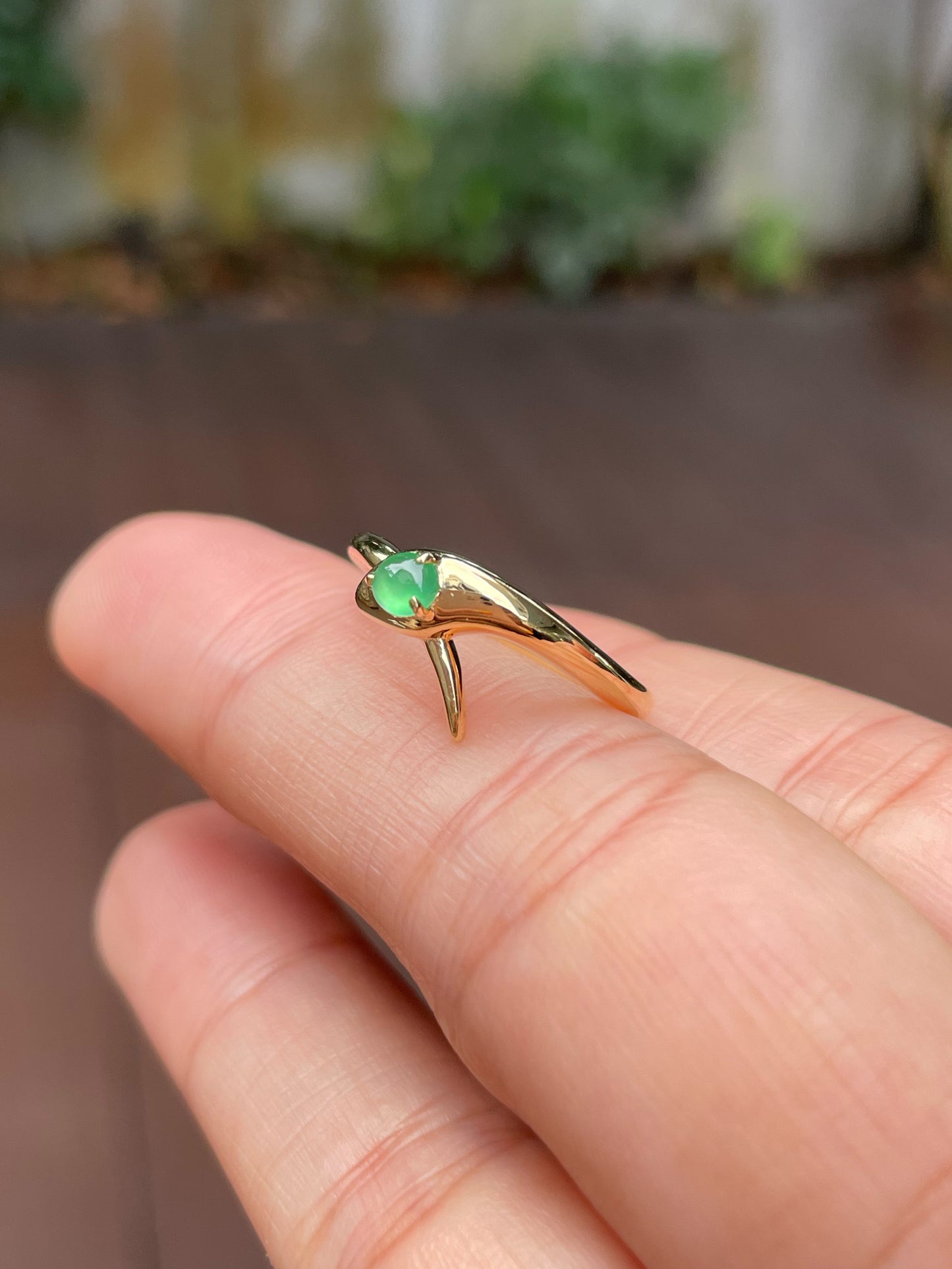Green Jade Cabochon Ring - Snake (NJR155)