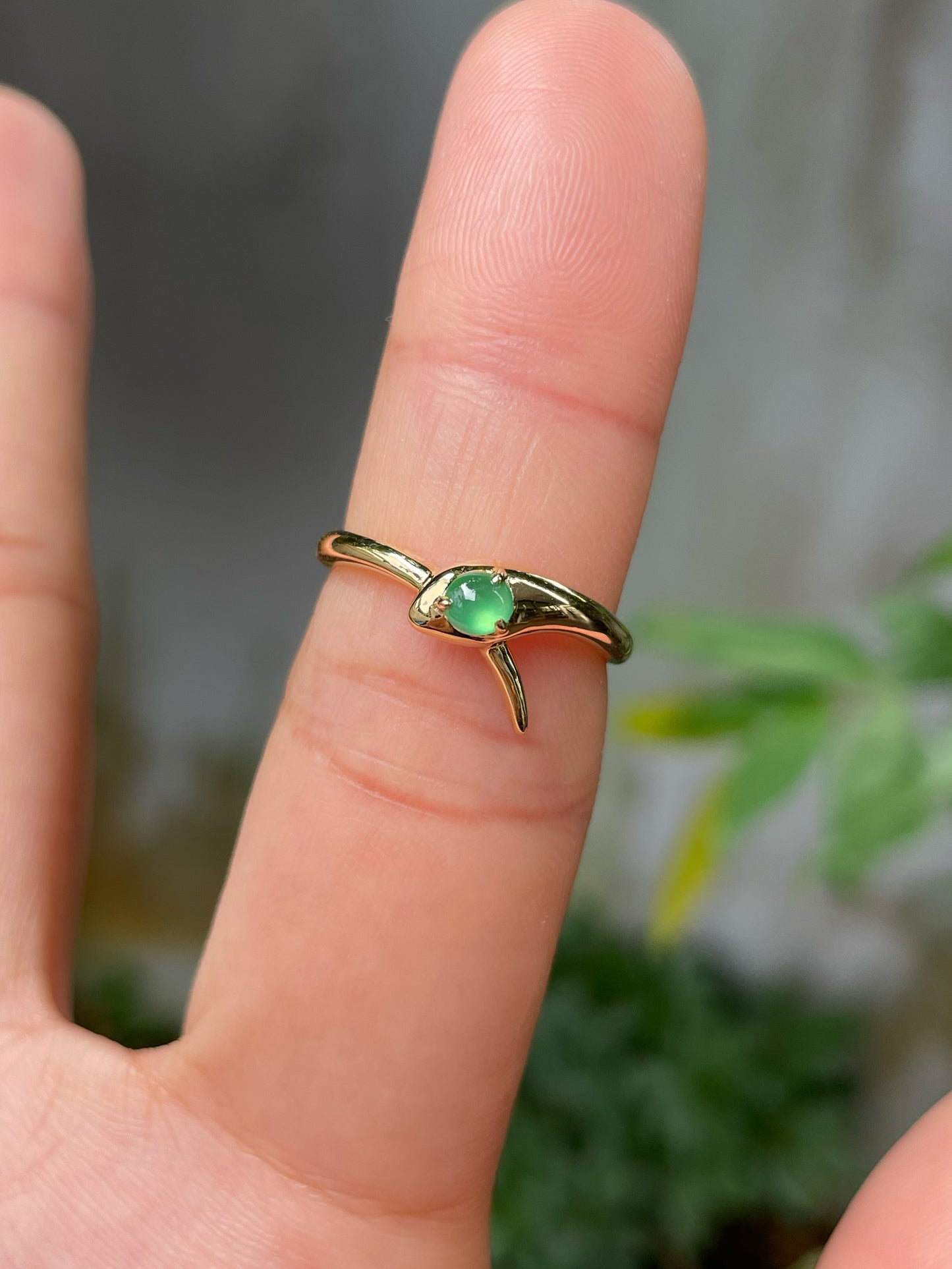Green Jade Cabochon Ring - Snake (NJR155)