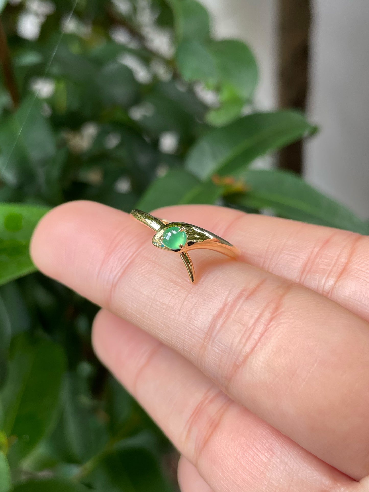 Green Jade Cabochon Ring - Snake (NJR155)