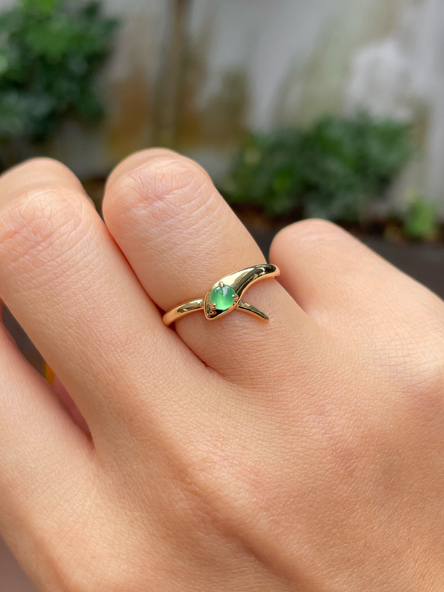 Green Jade Cabochon Ring - Snake (NJR155)