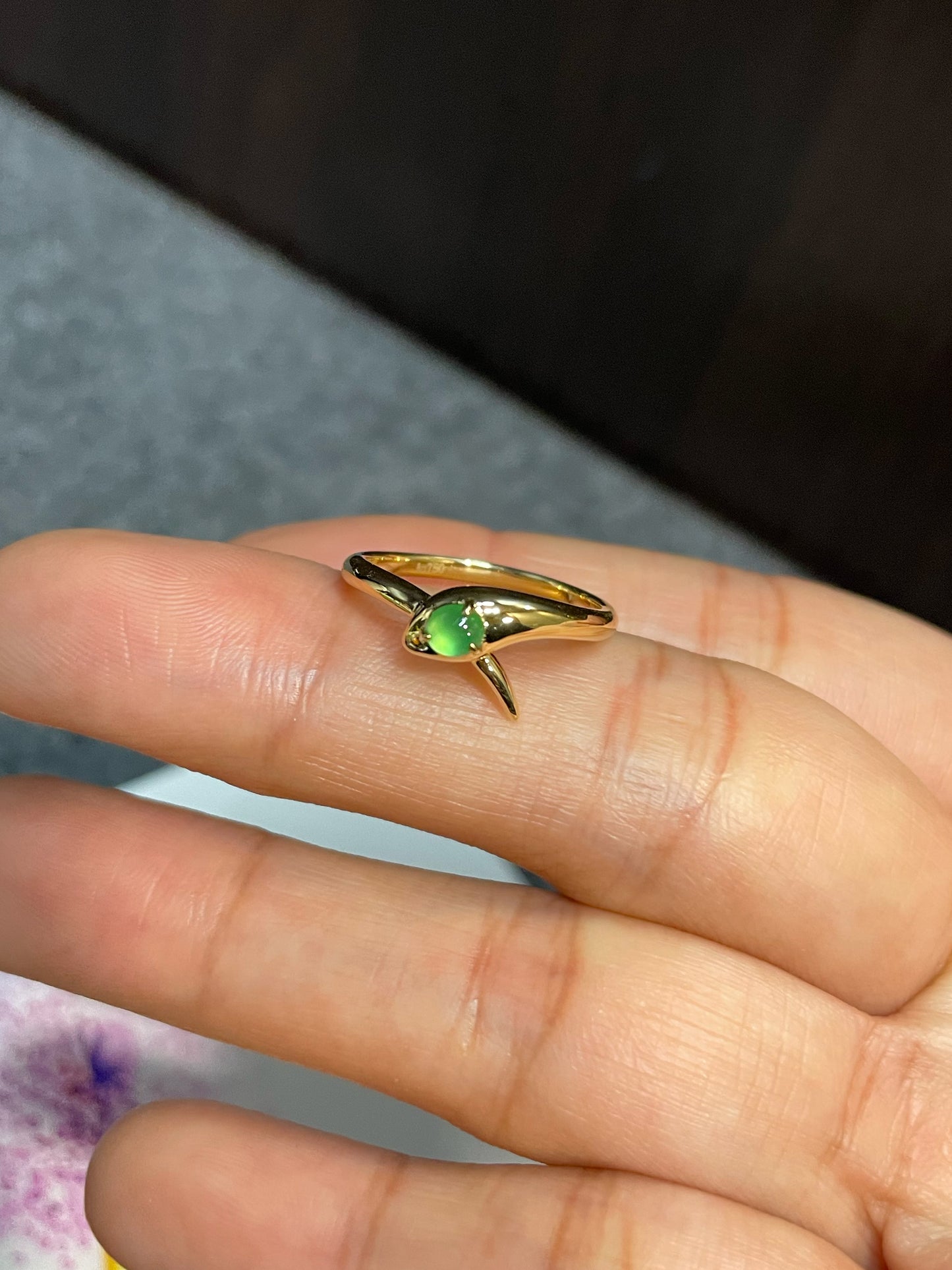 Green Jade Cabochon Ring - Snake (NJR155)