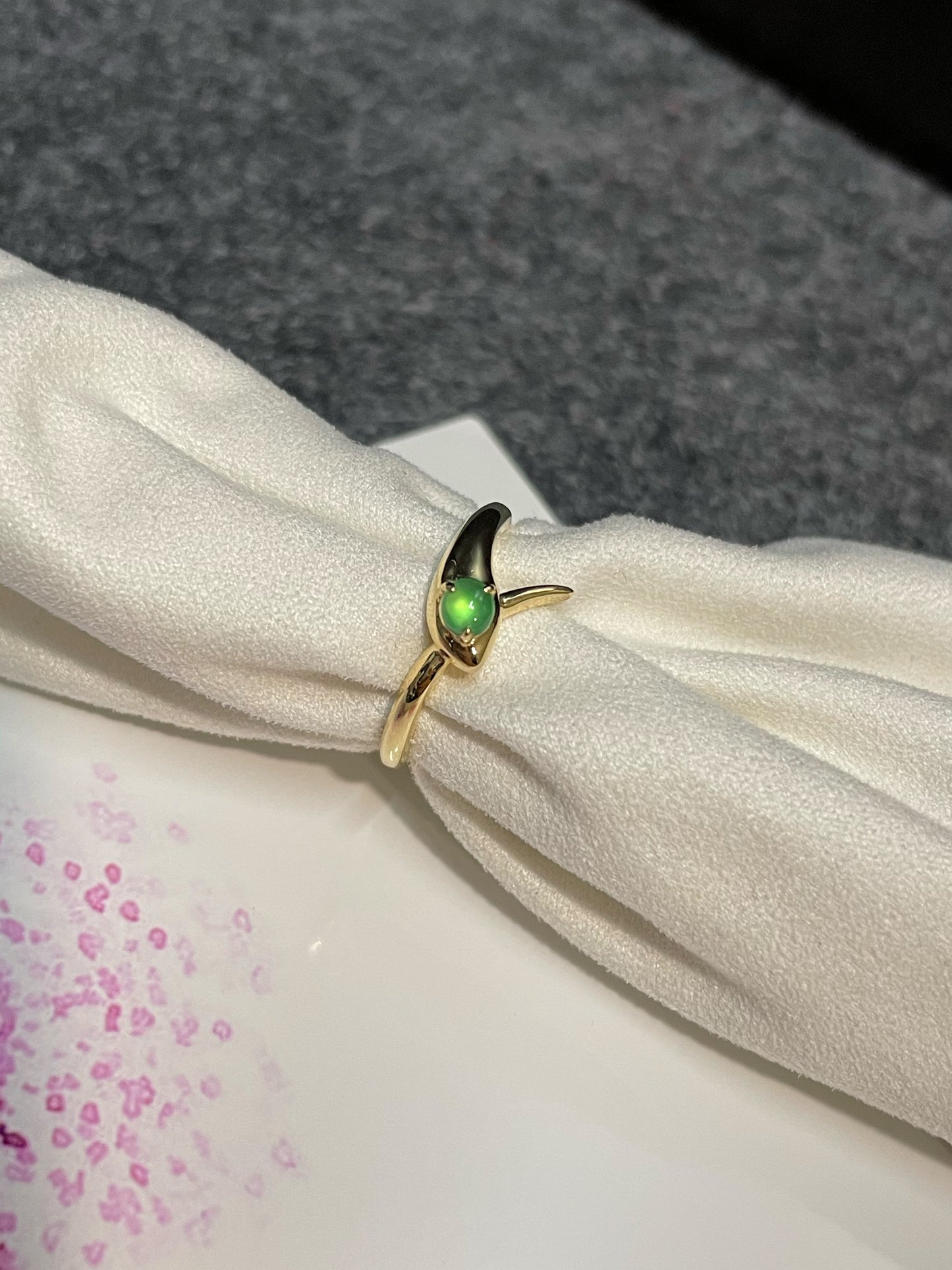 Green Jade Cabochon Ring - Snake (NJR155)