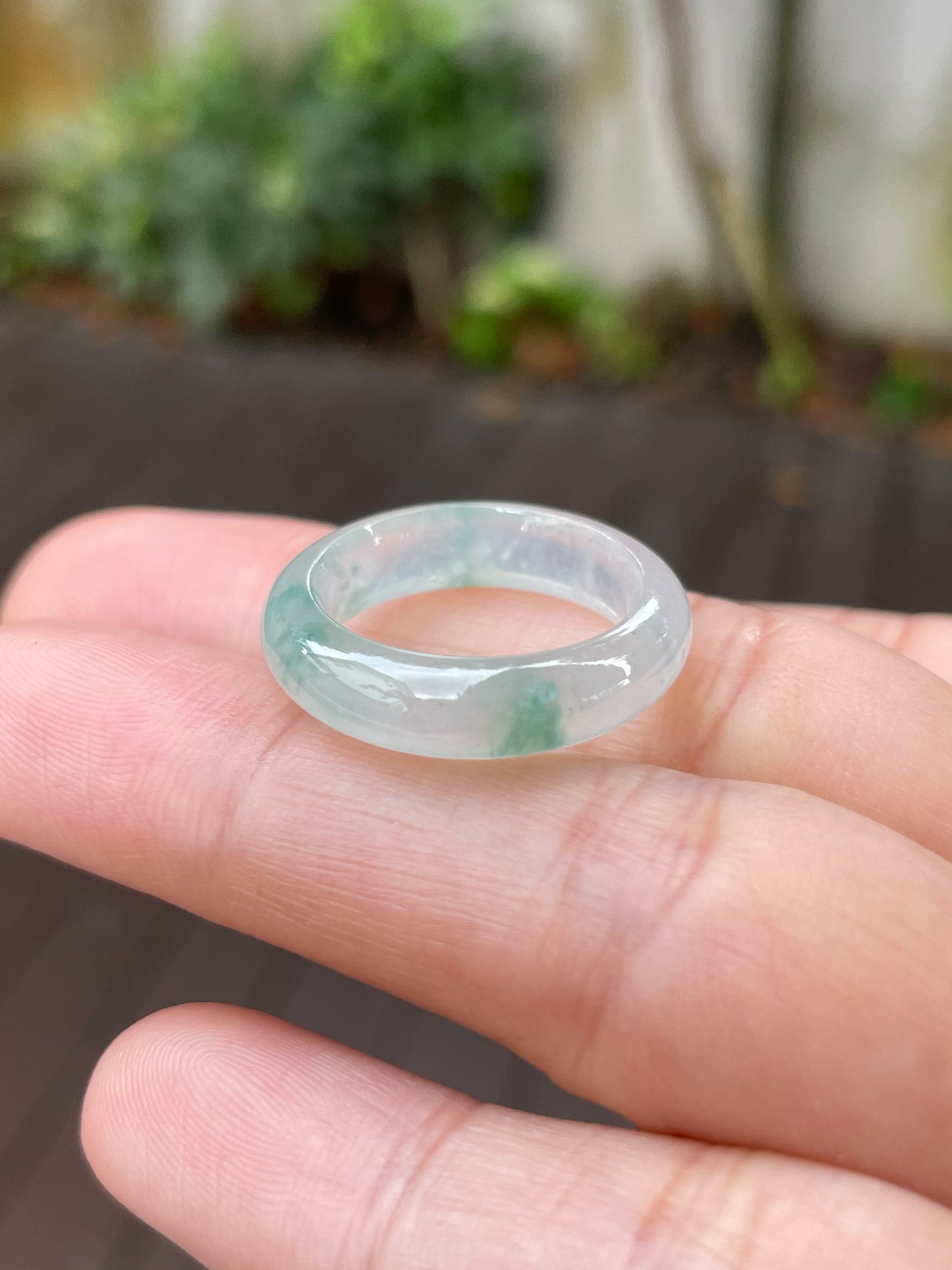 Icy Bluish Green Jade Abacus Ring | HK 13 (NJR157)