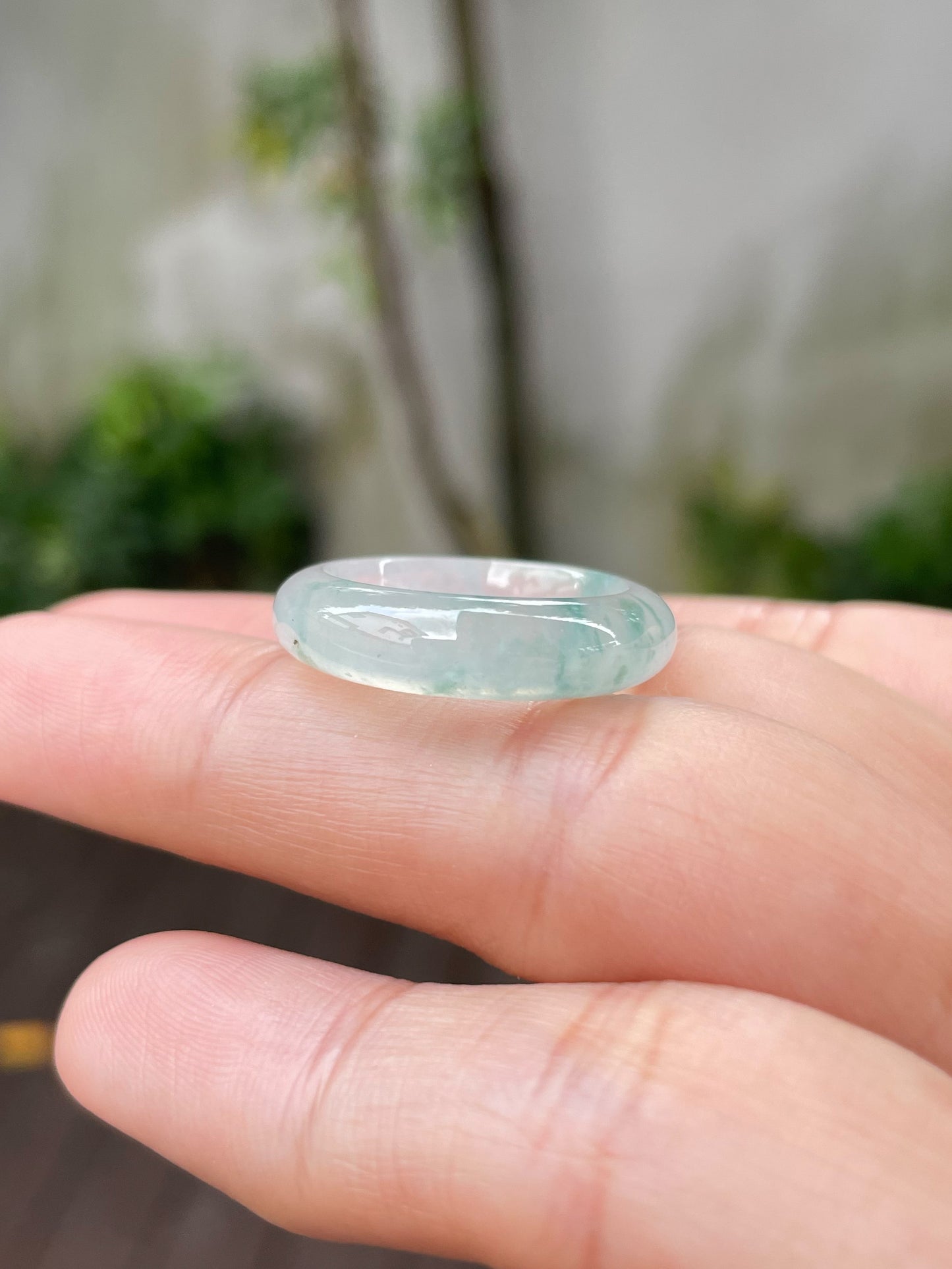 Icy Bluish Green Jade Abacus Ring | HK 13 (NJR157)
