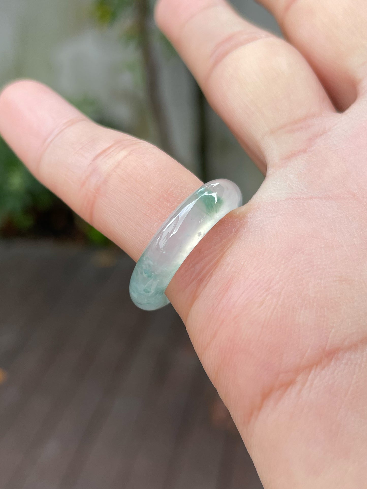Icy Bluish Green Jade Abacus Ring | HK 13 (NJR157)