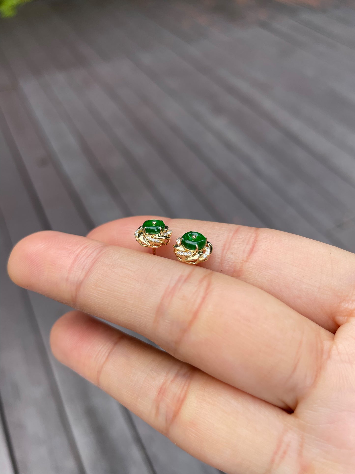 Green Jadeite Safety Coin Ring & Earrings - 平安扣 (NJS006)