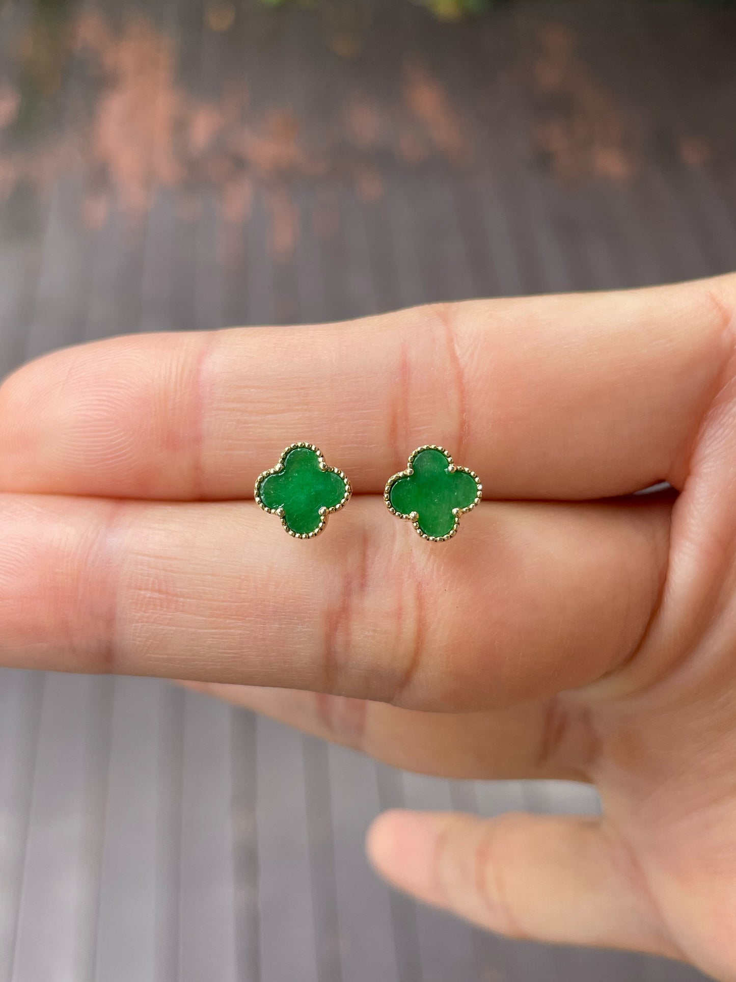Green Clover Jadeite Ring & Earrings (NJS008)