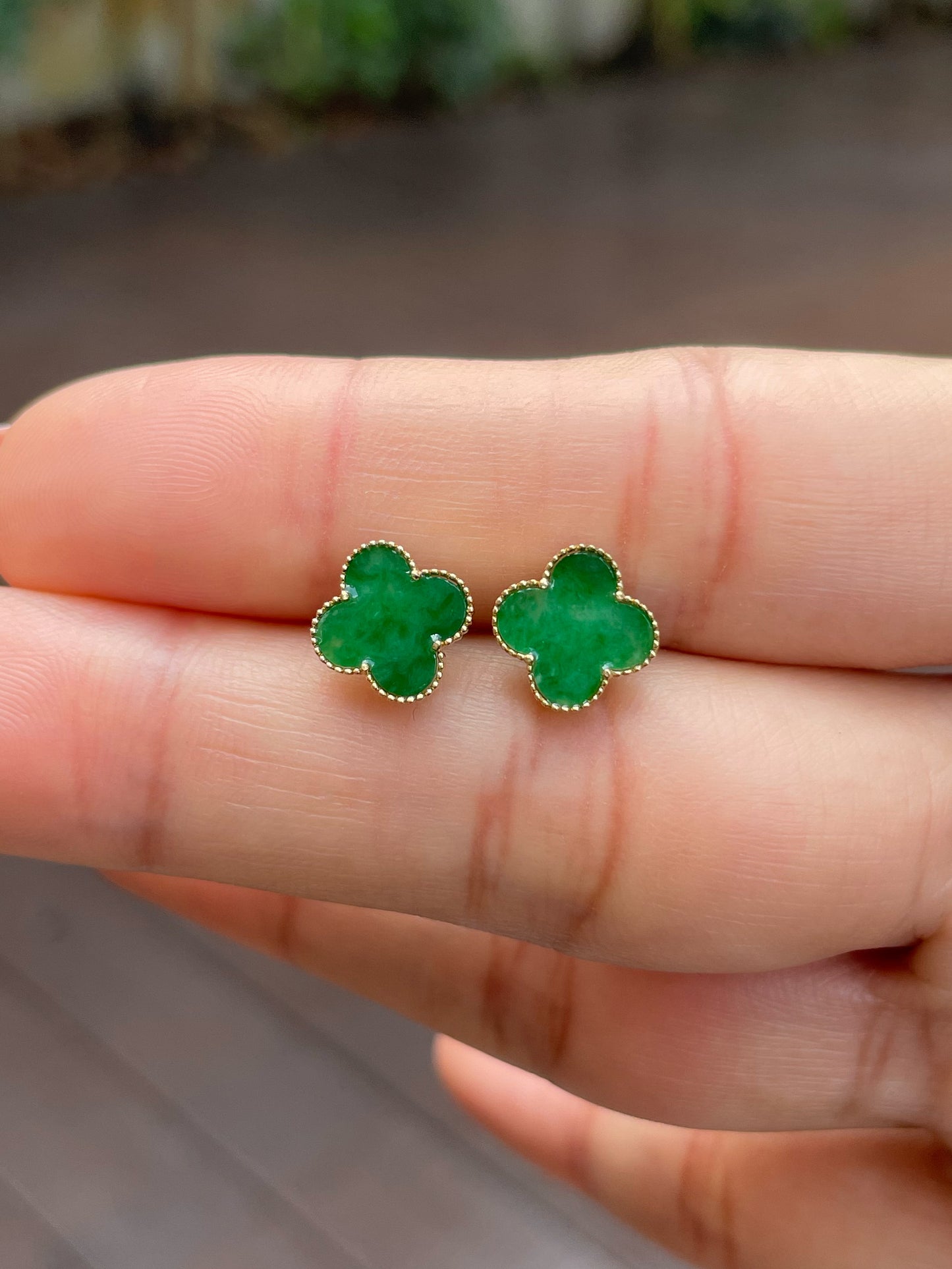 Green Clover Jadeite Ring & Earrings (NJS009)