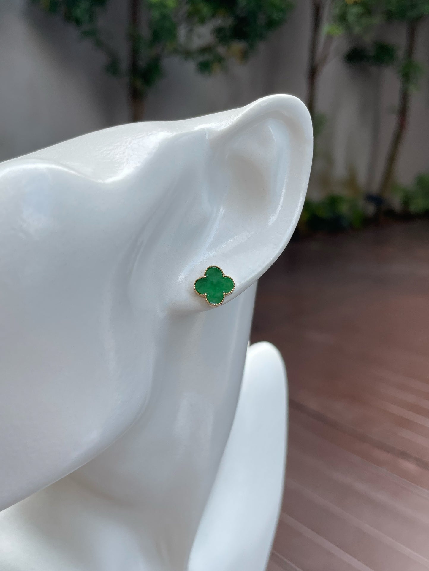 Green Clover Jadeite Ring & Earrings (NJS009)