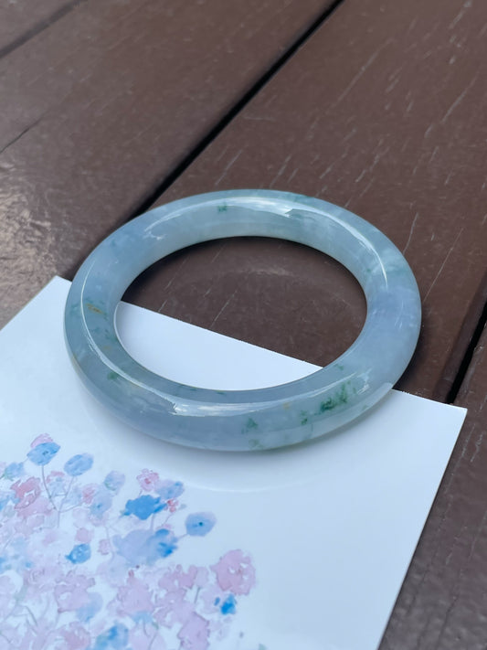 Light Blue Jade Bangle | 55mm (NJBA023)