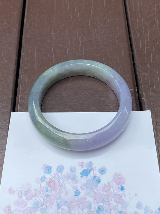 Lavender with Bluish Green Jade Bangle | 56mm (NJBA030)