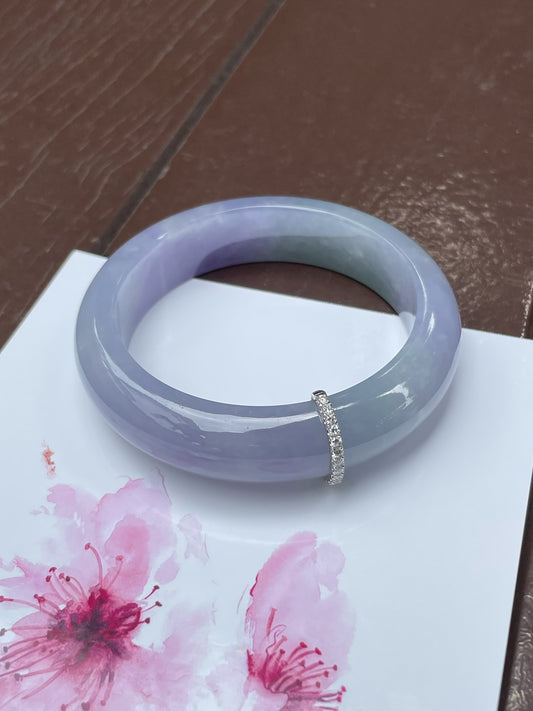 Lavender with Green Jade Bangle | 54mm (NJBA039)