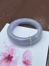 Load image into Gallery viewer, Lavender with Green Jade Bangle | 54mm (NJBA039)
