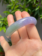 Load image into Gallery viewer, Lavender with Green Jade Bangle | 54mm (NJBA039)
