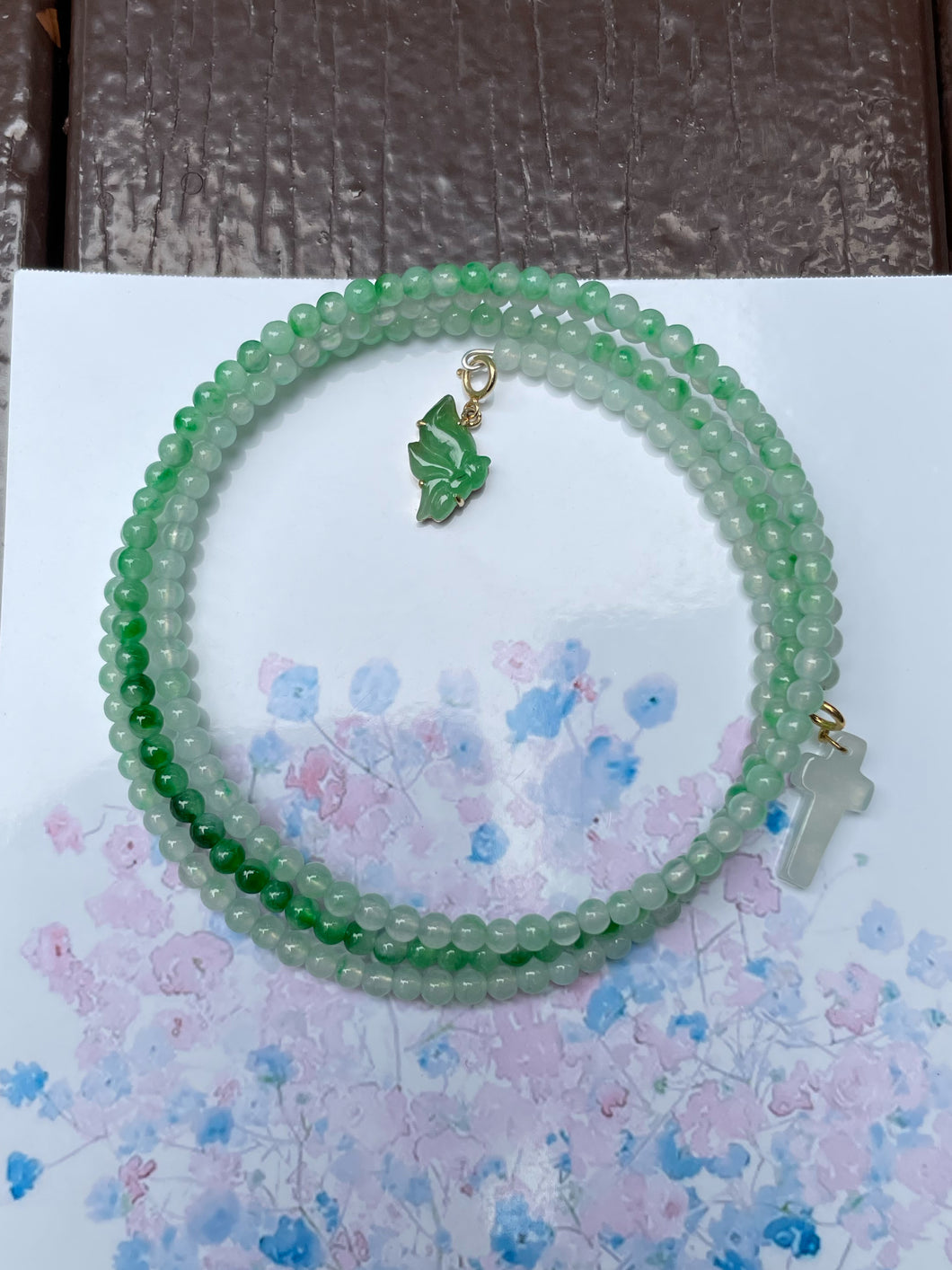 Icy Green Jade Bracelet - Round Beads (NJBA084)