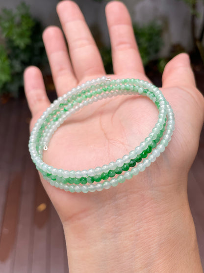 Icy Green Jade Bracelet - Round Beads (NJBA084)