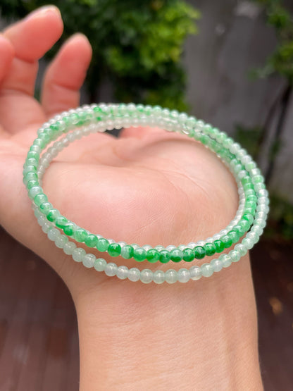 Icy Green Jade Bracelet - Round Beads (NJBA084)