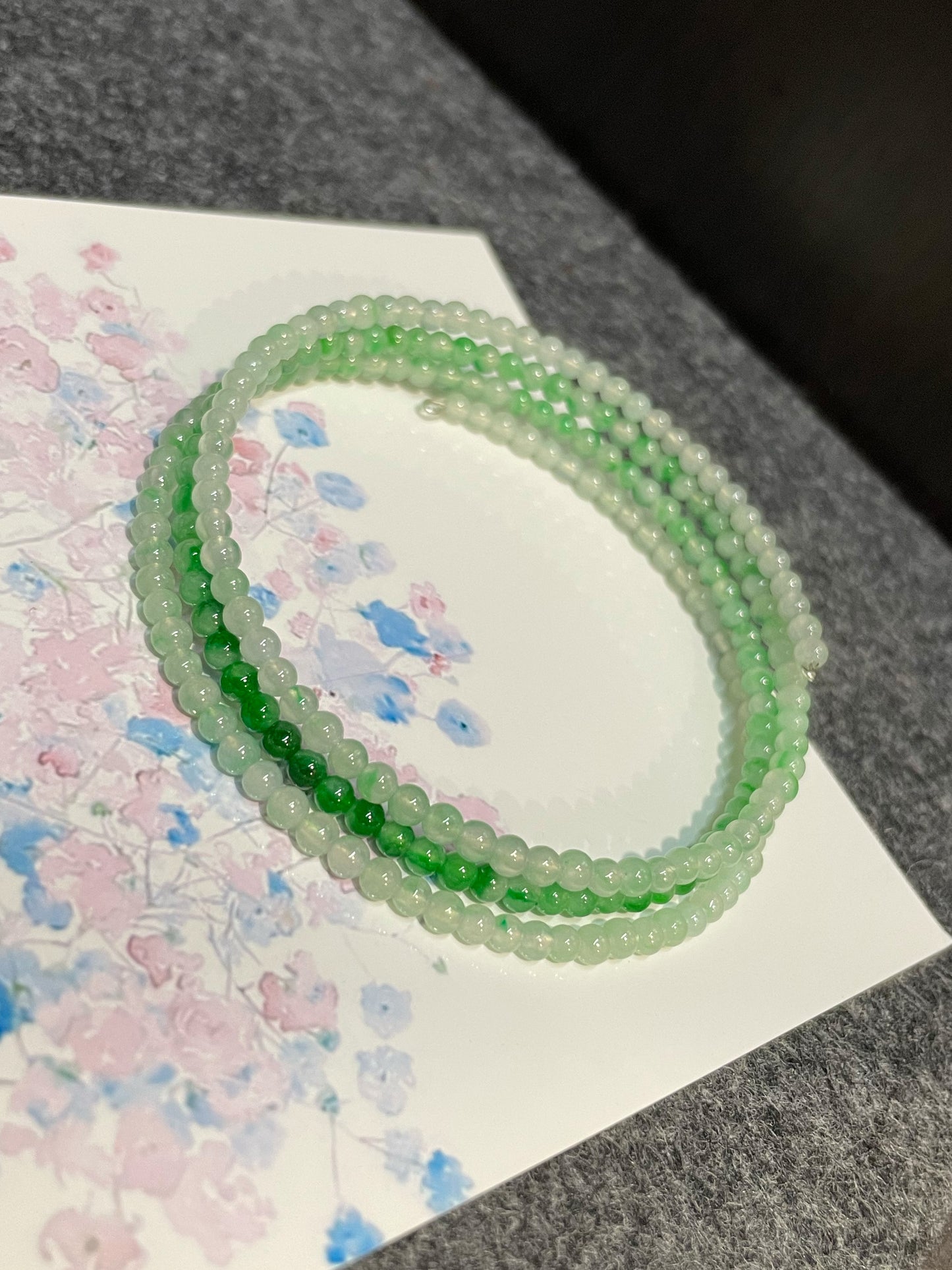 Icy Green Jade Bracelet - Round Beads (NJBA084)