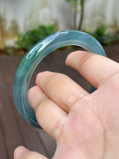 Blue With Green Jade Bangle | 59mm (NJBA100)