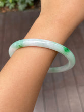 Load image into Gallery viewer, White with Green Jade Bangle | 60mm (NJBA102)
