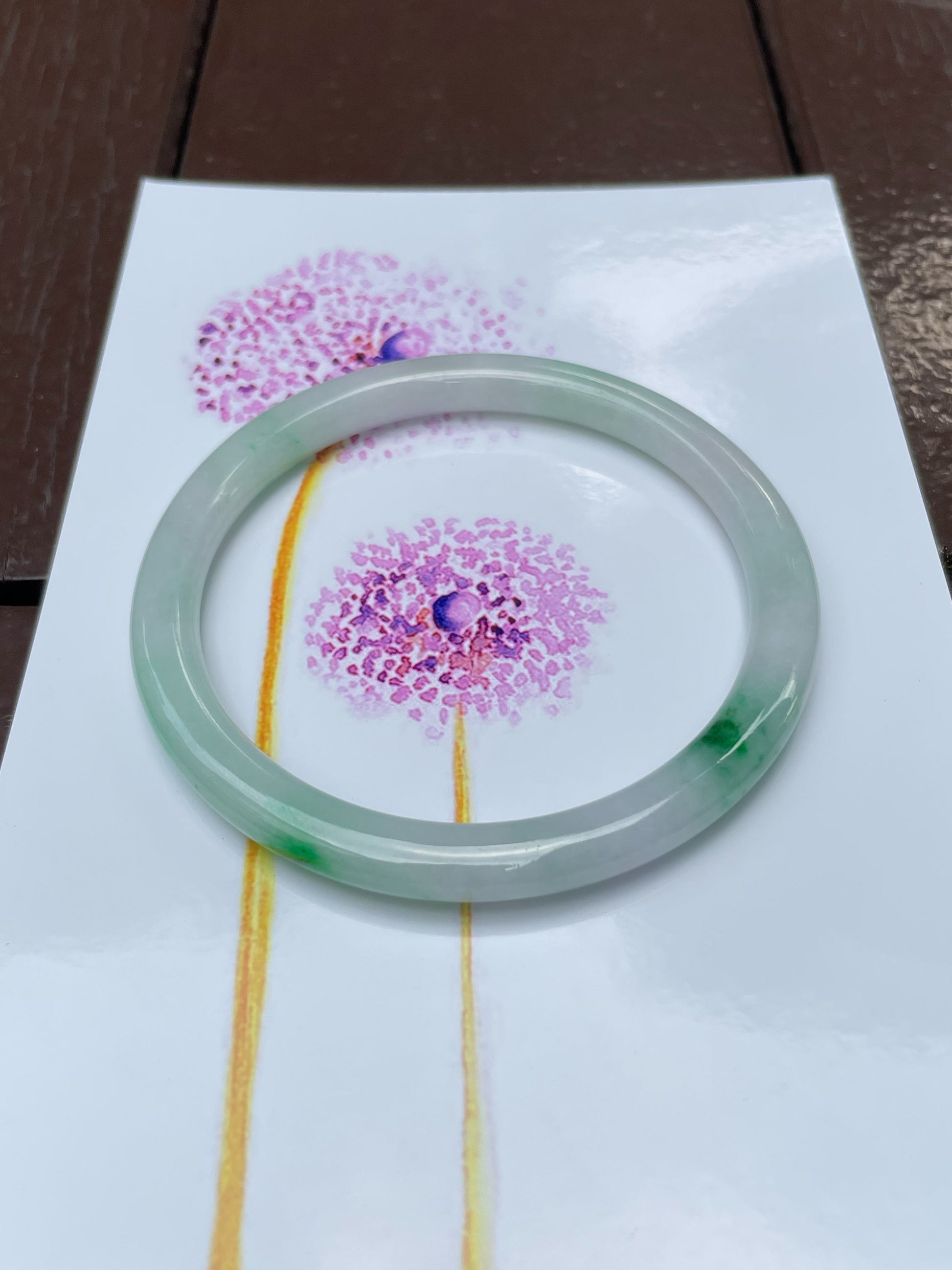 White with Green Jade Bangle 60mm (NJBA102) – New Jade