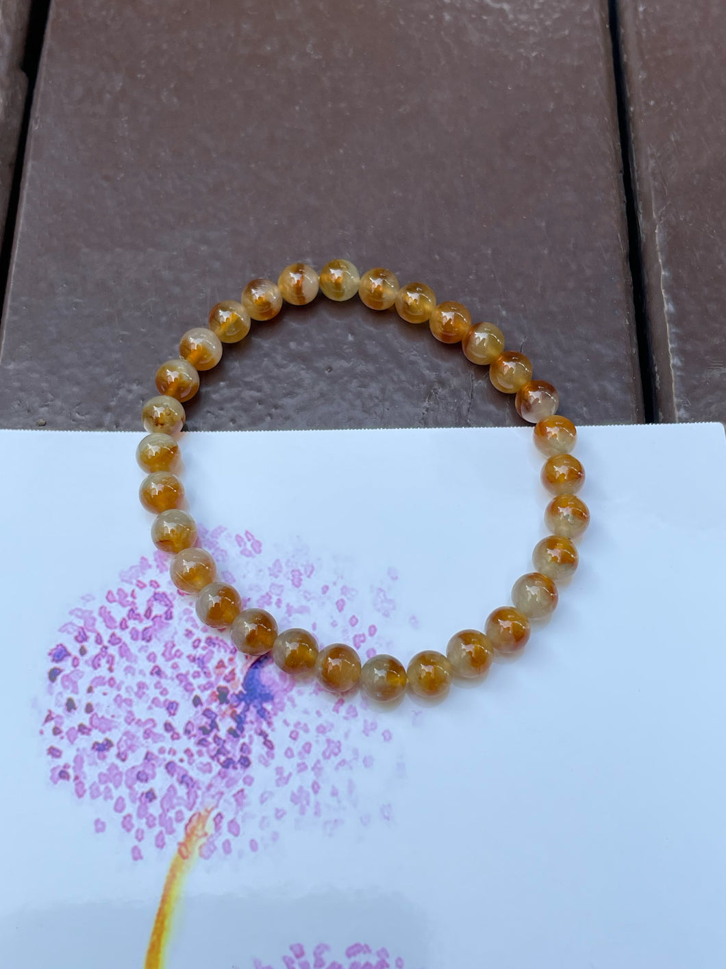 Icy Yellow Jade Bracelet - Round Beads (NJBA103)