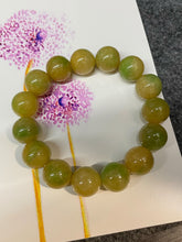 Load image into Gallery viewer, Yellow With Green Jade Bracelet - Round Beads (NJBA109)
