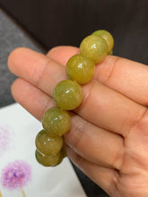 Load image into Gallery viewer, Yellow With Green Jade Bracelet - Round Beads (NJBA109)
