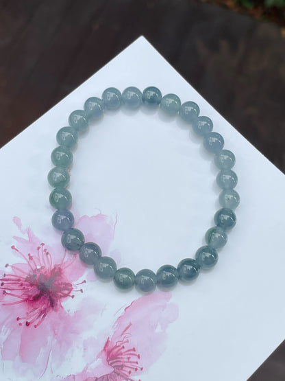 Icy Blue Jade Beads Bracelet (NJBA114)