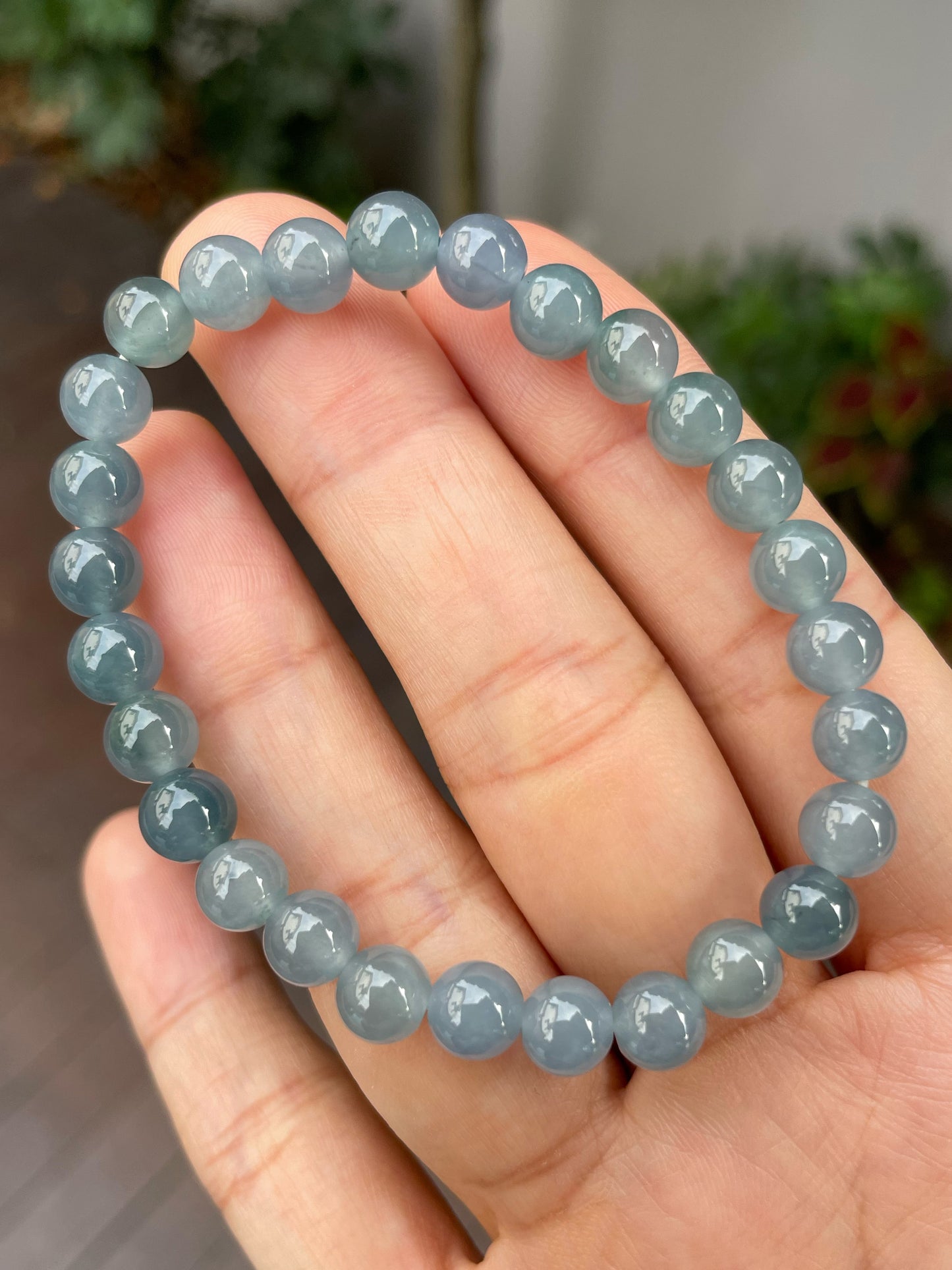 Icy Blue Jade Beads Bracelet (NJBA114)