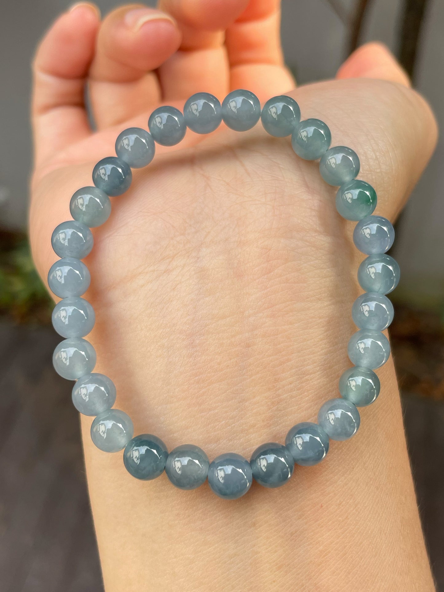 Icy Blue Jade Beads Bracelet (NJBA114)