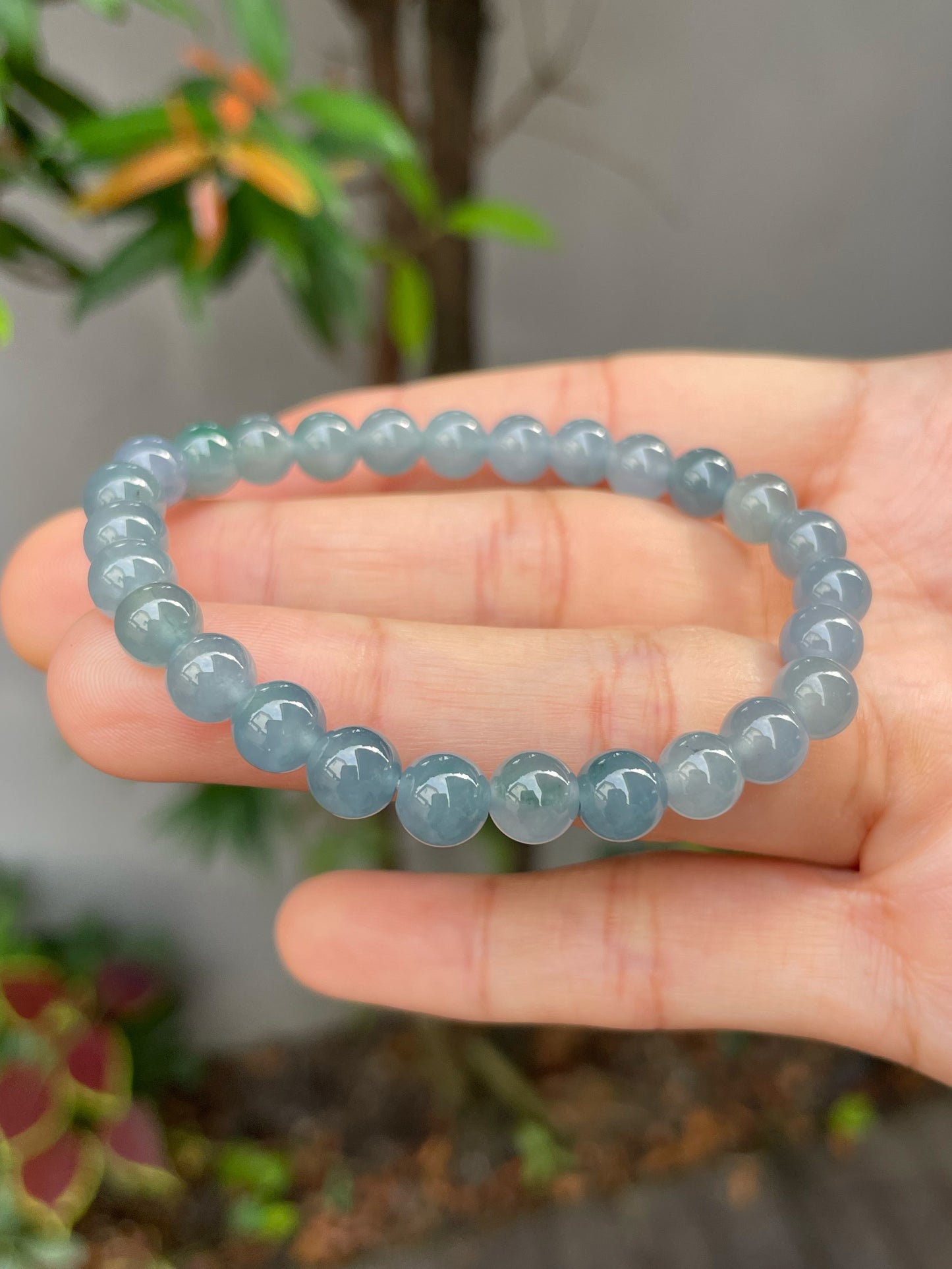 Icy Blue Jade Beads Bracelet (NJBA114)