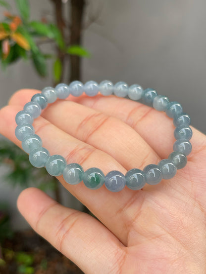 Icy Blue Jade Beads Bracelet (NJBA114)