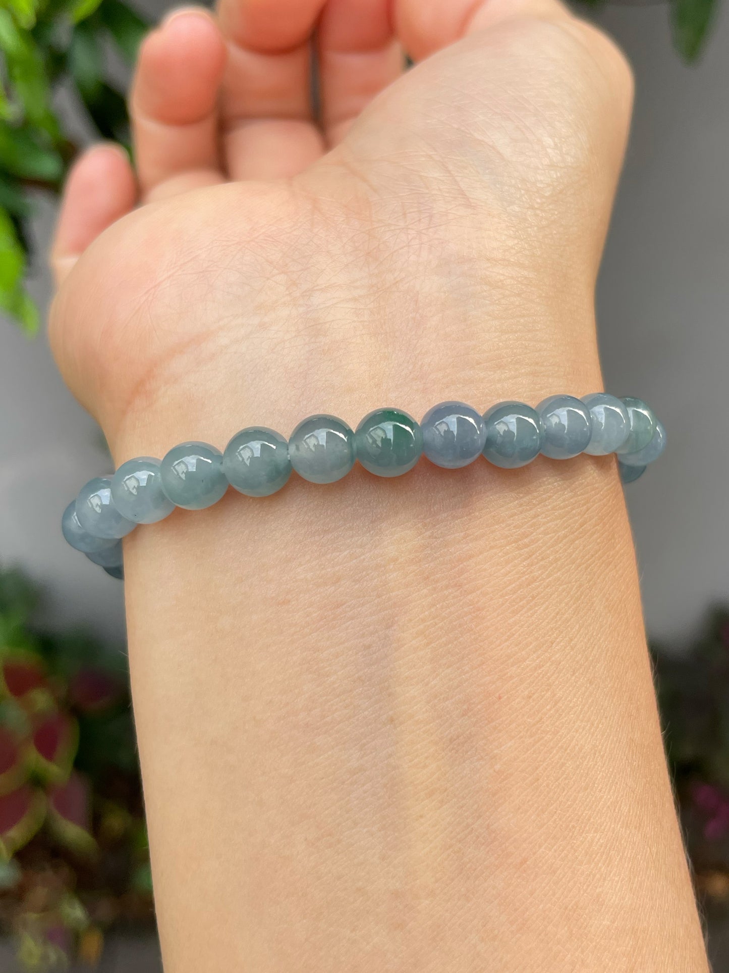 Icy Blue Jade Beads Bracelet (NJBA114)