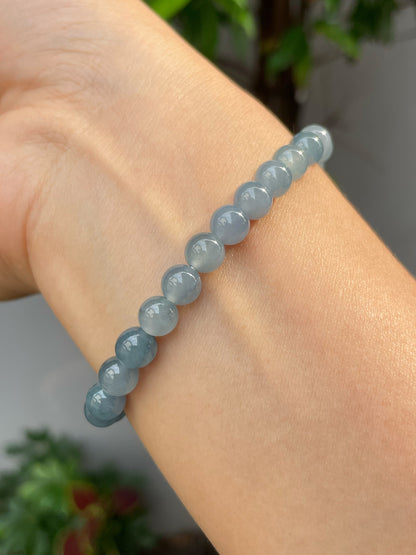 Icy Blue Jade Beads Bracelet (NJBA114)