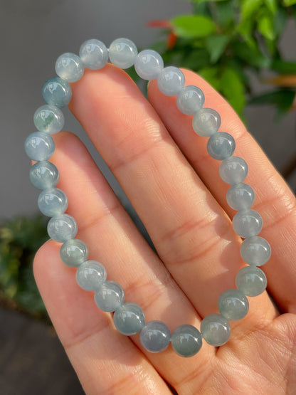 Icy Blue Jade Beads Bracelet (NJBA114)