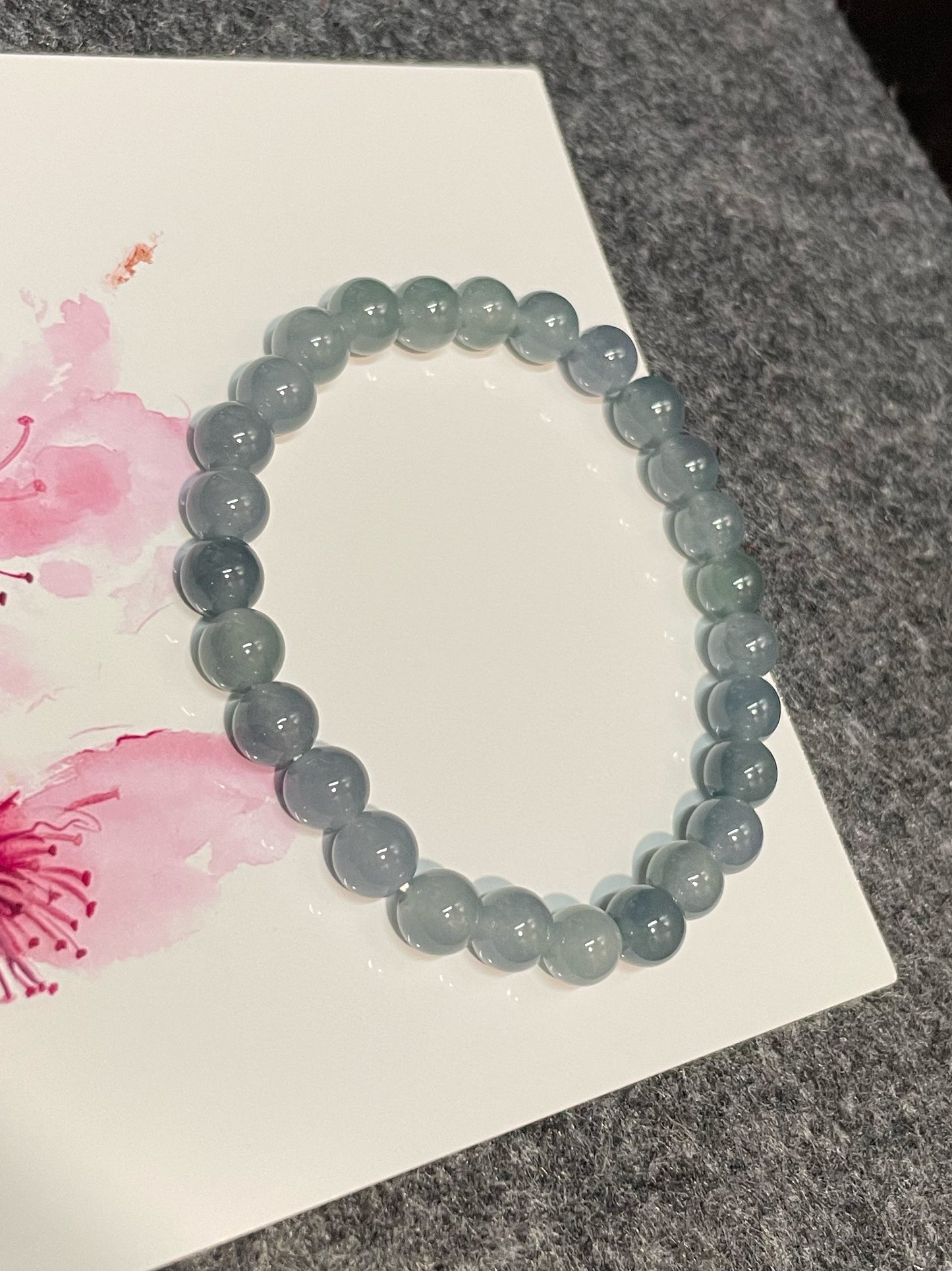 Icy Blue Jade Beads Bracelet (NJBA114)