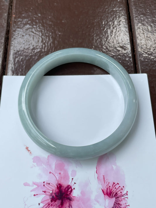 White Jadeite Bangle | 63mm (NJBA117)