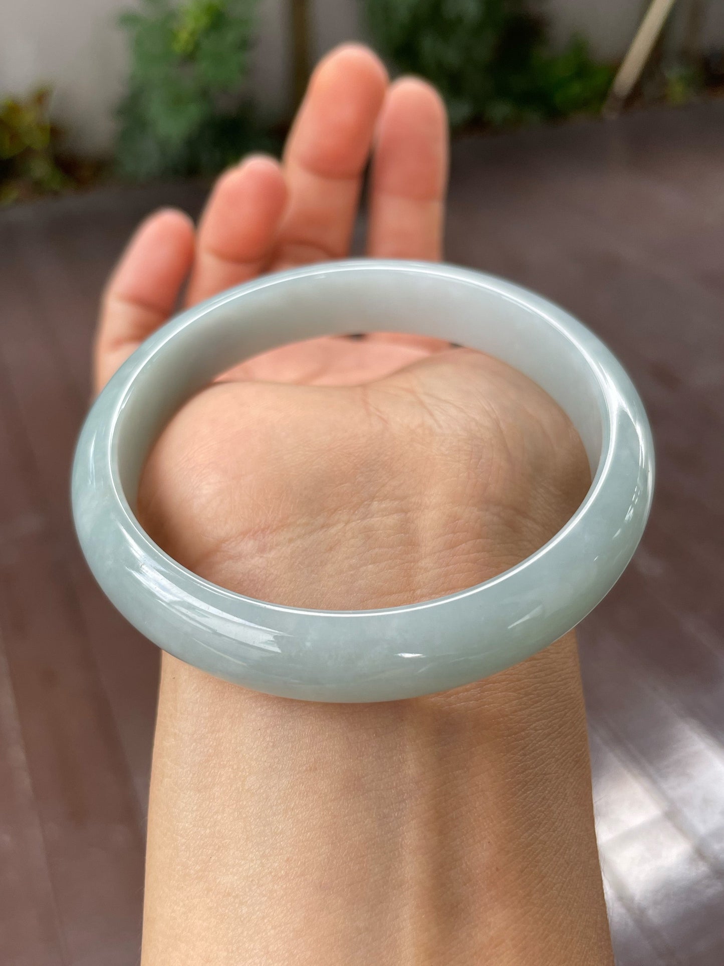 White Jadeite Bangle | 63mm (NJBA117)