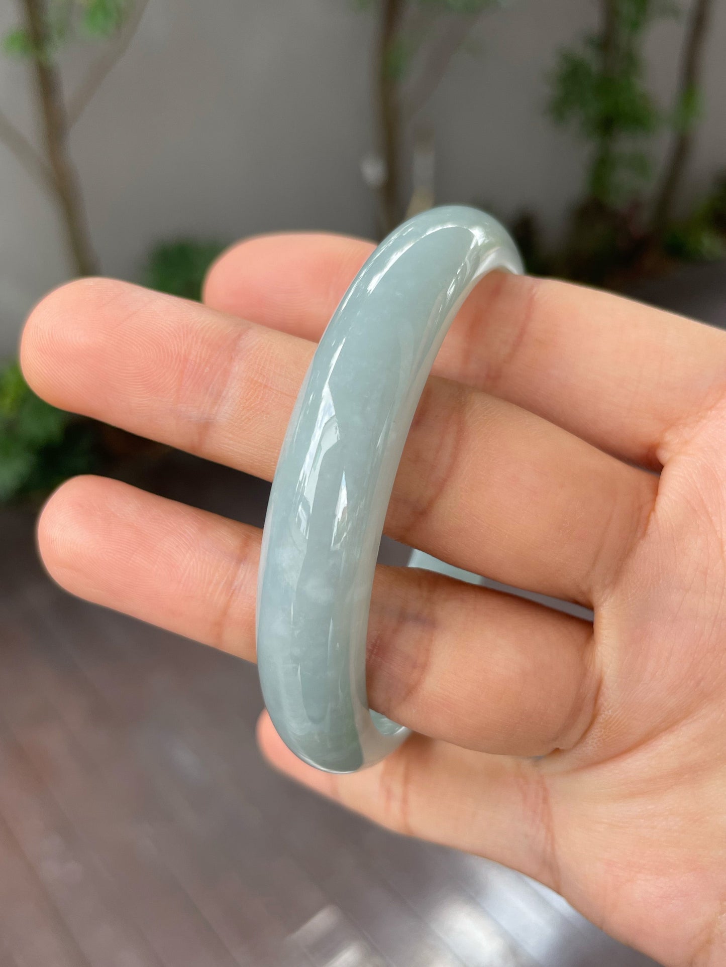 White Jadeite Bangle | 63mm (NJBA117)